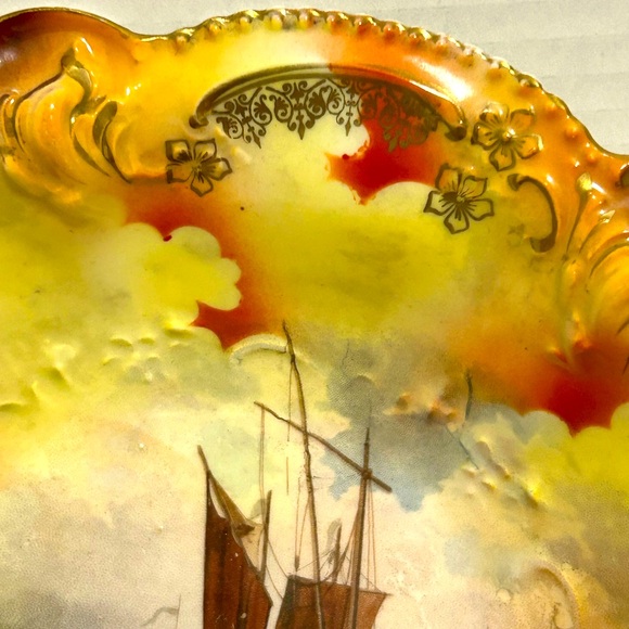 RARE Antique R S PRUSSIA Masted Schooner Bowl - Picture 4 of 8